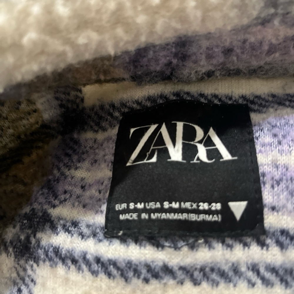 Zara Plaid Sherpa Shirt Shacket Size Small-Medium Wool Blend Chunky Oversized - Picture 8 of 8